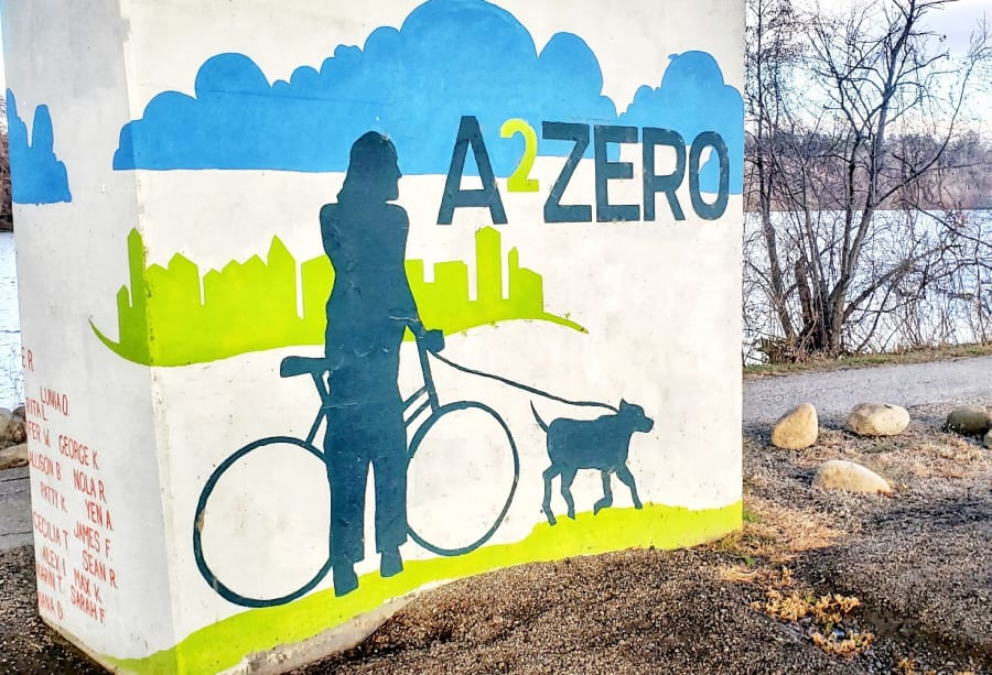An A2Zero mural near Gallup Park in Ann Arbor, Michigan.